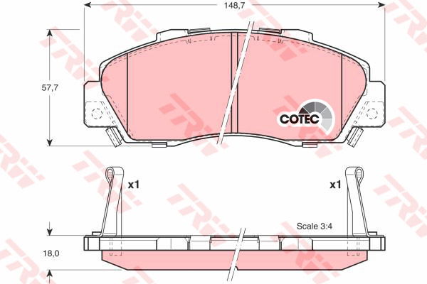 Kit de plaquettes de frein, frein à disque COTEC