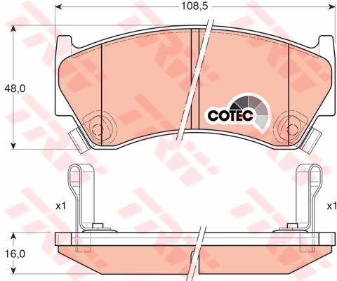 Kit de plaquettes de frein, frein à disque COTEC