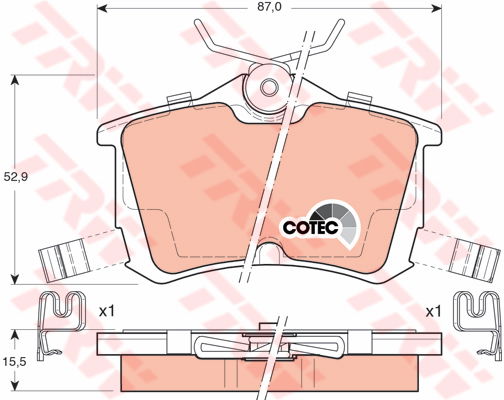 Kit de plaquettes de frein, frein à disque COTEC