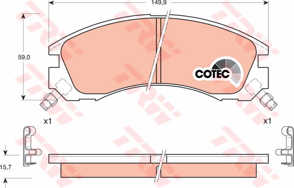 Kit de plaquettes de frein, frein à disque COTEC