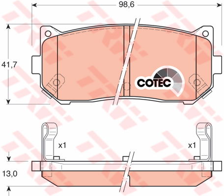 Kit de plaquettes de frein, frein à disque COTEC