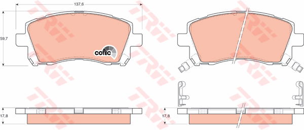 Kit de plaquettes de frein, frein à disque COTEC