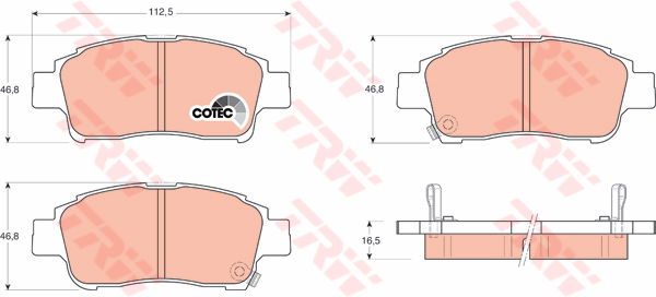 Kit de plaquettes de frein, frein à disque COTEC