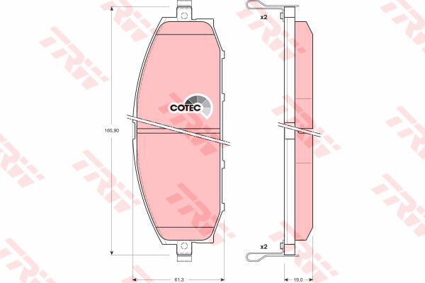 Kit de plaquettes de frein, frein à disque COTEC