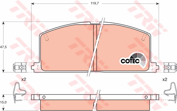 Kit de plaquettes de frein, frein à disque COTEC