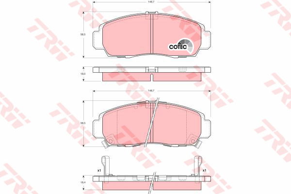 Kit de plaquettes de frein, frein à disque COTEC