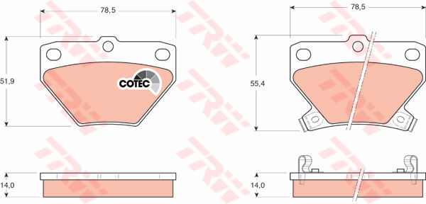 Kit de plaquettes de frein, frein à disque COTEC