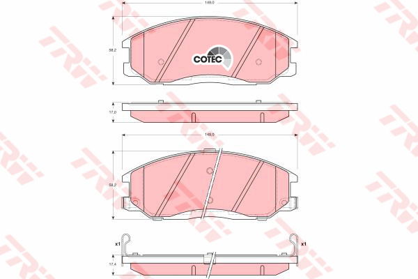 Kit de plaquettes de frein, frein à disque COTEC