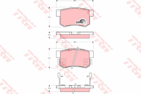 Kit de plaquettes de frein, frein à disque COTEC