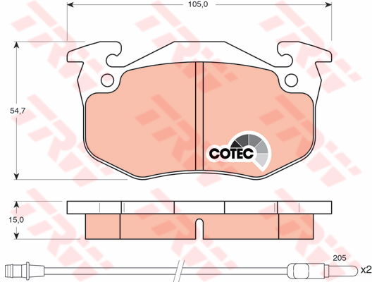 Kit de plaquettes de frein, frein à disque COTEC