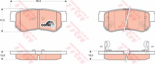 Kit de plaquettes de frein, frein à disque COTEC