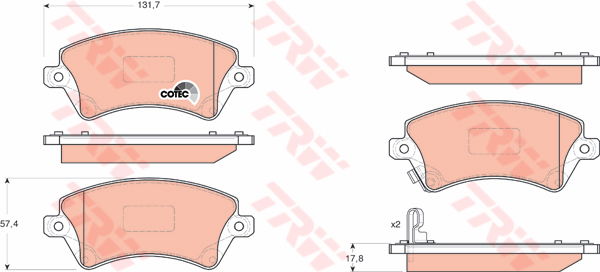 Kit de plaquettes de frein, frein à disque COTEC