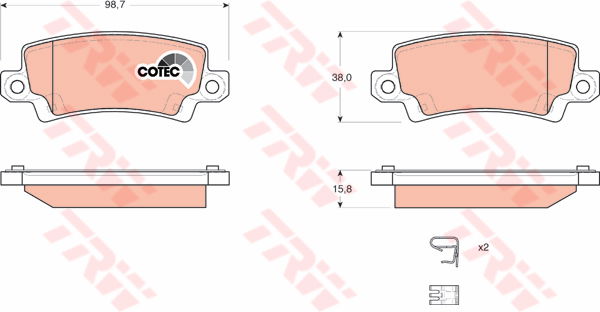 Kit de plaquettes de frein, frein à disque COTEC