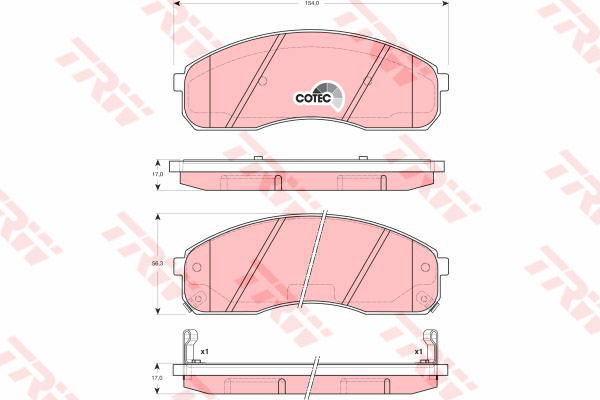 Kit de plaquettes de frein, frein à disque COTEC
