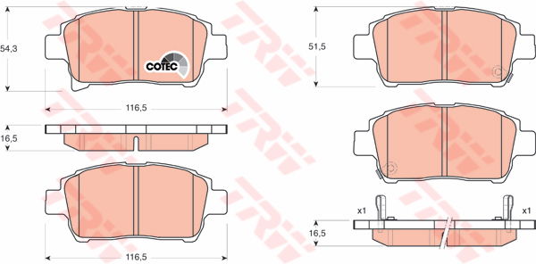 Kit de plaquettes de frein, frein à disque COTEC