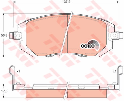 Kit de plaquettes de frein, frein à disque COTEC