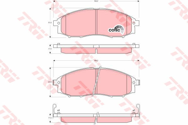 Kit de plaquettes de frein, frein à disque COTEC