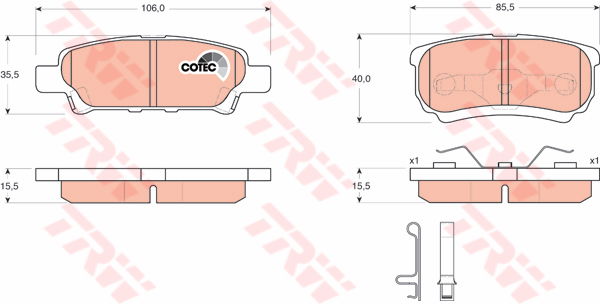 Kit de plaquettes de frein, frein à disque COTEC