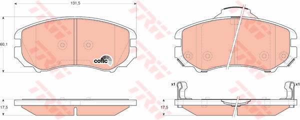 Kit de plaquettes de frein, frein à disque COTEC