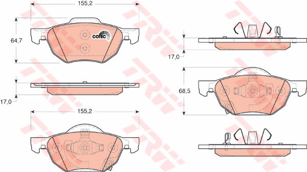 Kit de plaquettes de frein, frein à disque COTEC