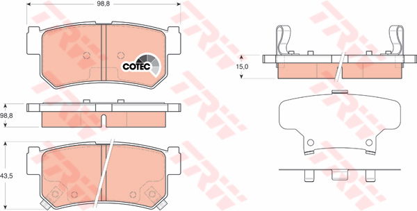 Kit de plaquettes de frein, frein à disque COTEC