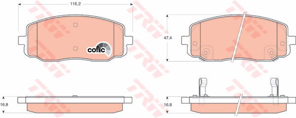 Kit de plaquettes de frein, frein à disque COTEC