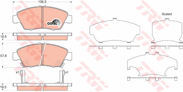 Kit de plaquettes de frein, frein à disque COTEC