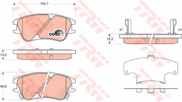 Kit de plaquettes de frein, frein à disque COTEC