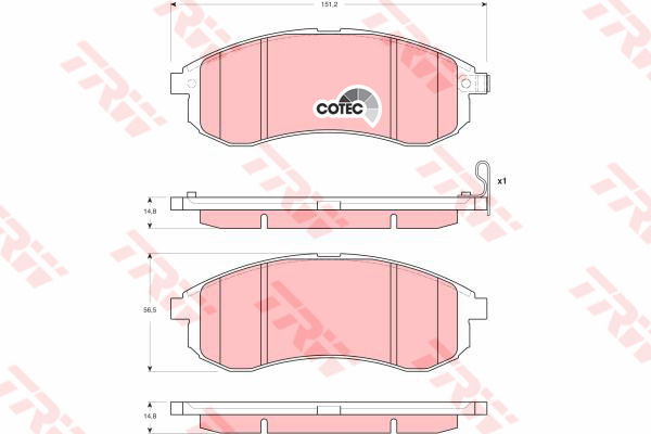 Kit de plaquettes de frein, frein à disque COTEC