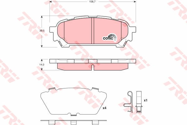 Kit de plaquettes de frein, frein à disque COTEC