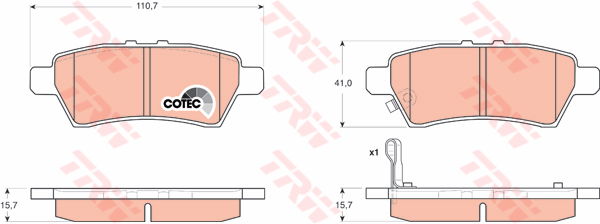 Kit de plaquettes de frein, frein à disque COTEC