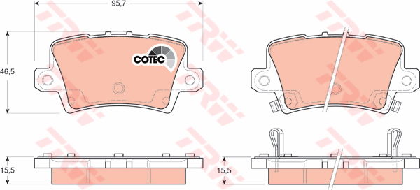 Kit de plaquettes de frein, frein à disque COTEC