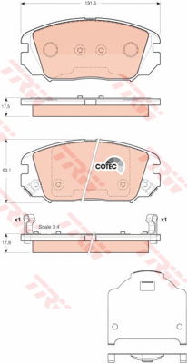 Kit de plaquettes de frein, frein à disque COTEC