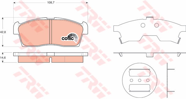 Kit de plaquettes de frein, frein à disque COTEC