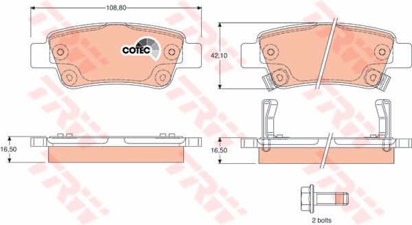 Kit de plaquettes de frein, frein à disque COTEC