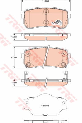 Kit de plaquettes de frein, frein à disque COTEC