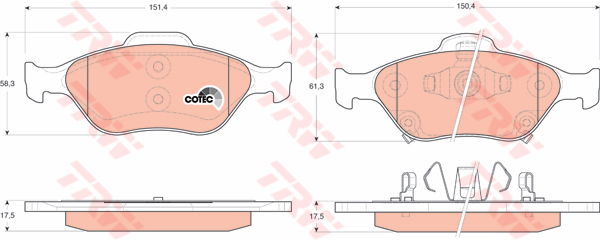 Kit de plaquettes de frein, frein à disque COTEC