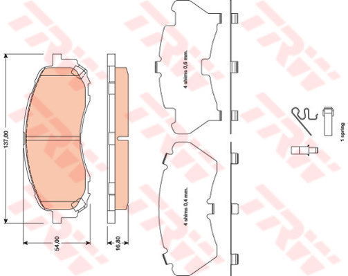 Kit de plaquettes de frein, frein à disque