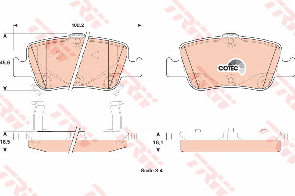 Kit de plaquettes de frein, frein à disque COTEC