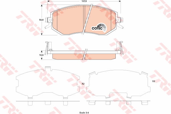 Kit de plaquettes de frein, frein à disque COTEC