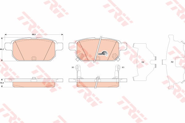 Kit de plaquettes de frein, frein à disque COTEC