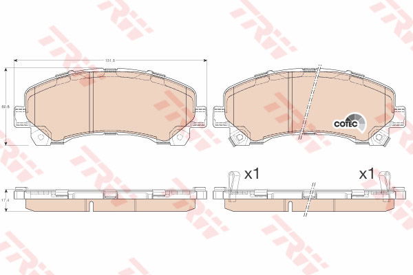 Kit de plaquettes de frein, frein à disque COTEC