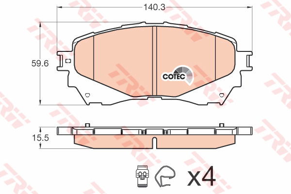 Kit de plaquettes de frein, frein à disque COTEC