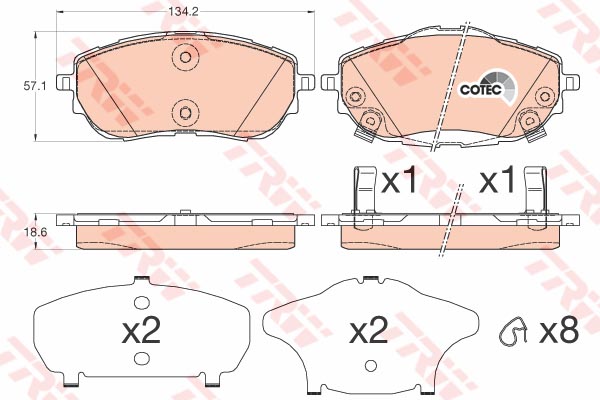 Kit de plaquettes de frein, frein à disque COTEC