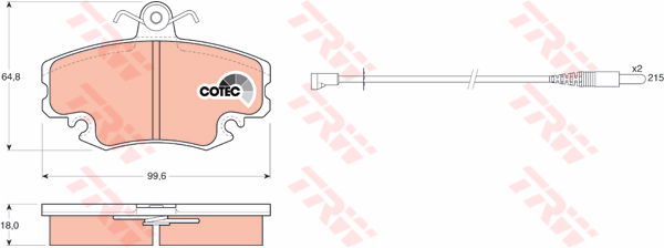 Kit de plaquettes de frein, frein à disque COTEC