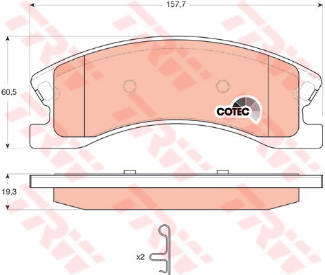 Kit de plaquettes de frein, frein à disque COTEC