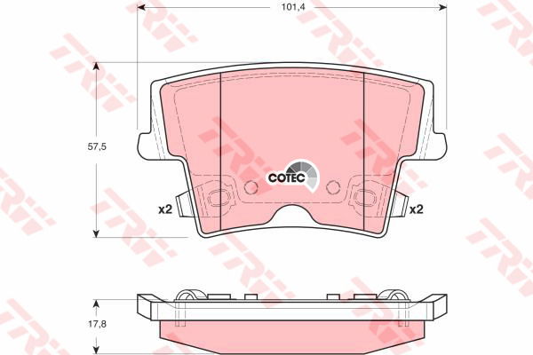 Kit de plaquettes de frein, frein à disque COTEC