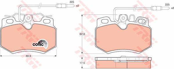 Kit de plaquettes de frein, frein à disque COTEC