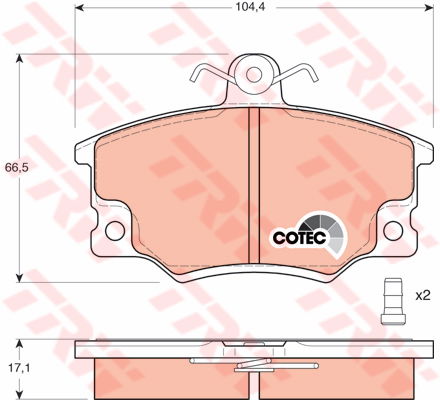 Kit de plaquettes de frein, frein à disque COTEC