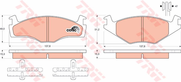 Kit de plaquettes de frein, frein à disque COTEC